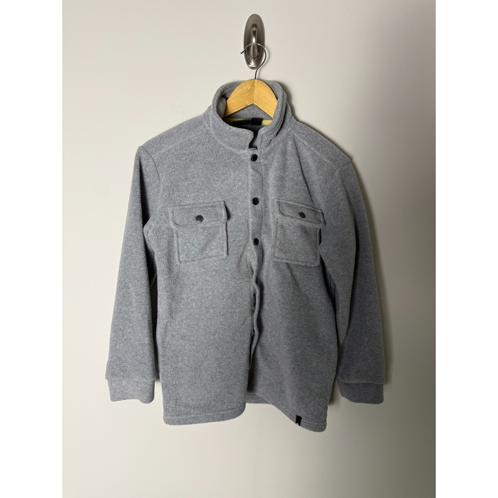 Quiksilver Jacket Youth Boys M Black Gray Fleece Bomber Snap Stretch